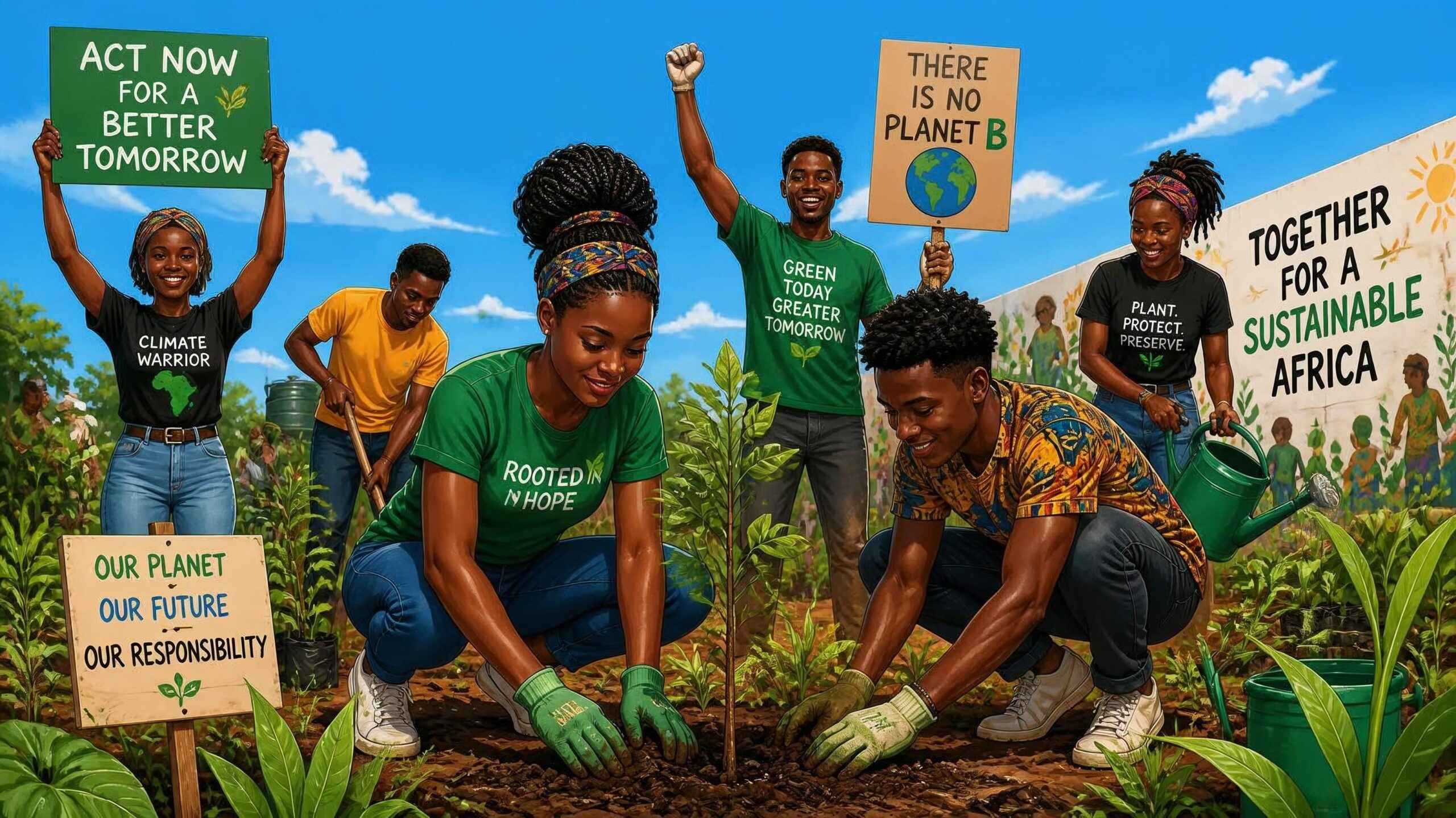 Young people planting trees in their community